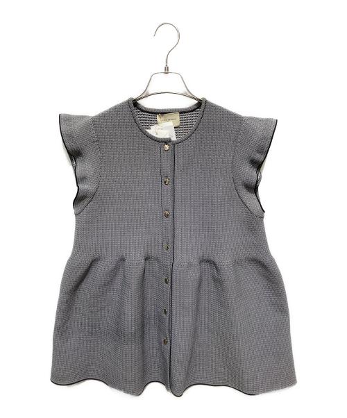 UNITED ARROWS（ユナイテッドアローズ）UNITED ARROWS (ユナイテッドアローズ) ペプラムフリルスリーブジャガードニット グレー サイズ:FREE 未使用品の古着・服飾アイテム