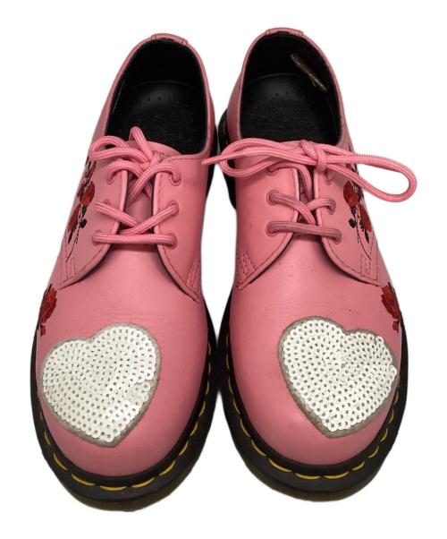 Dr.Martens（ドクターマーチン）Dr.Martens (ドクターマーチン) ハート刺繍3ホールシューズ ピンク サイズ:UK4の古着・服飾アイテム