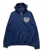 HUMAN MADEヒューマンメイド）の古着「22FW / Heart Zip-Up Sweat Hoodie / ハートプリントジップパーカー」｜ネイビー