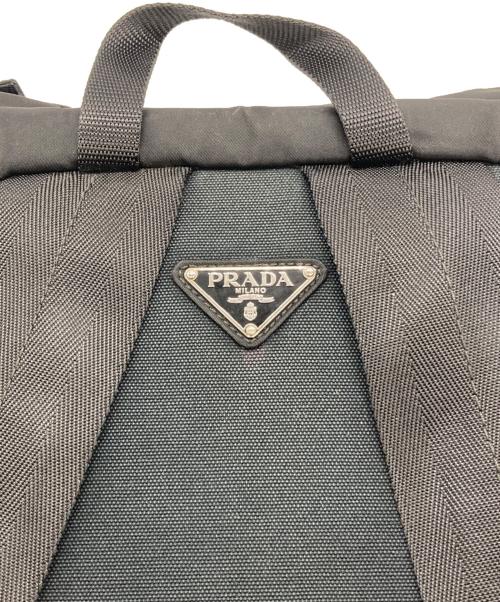 PRADA（プラダ）PRADA (プラダ) トライアングルロゴ ファブリック バックパック ブラックの古着・服飾アイテム