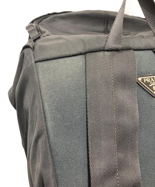 PRADA（プラダ）PRADA (プラダ) トライアングルロゴ ファブリック バックパック ブラックの古着・服飾アイテム