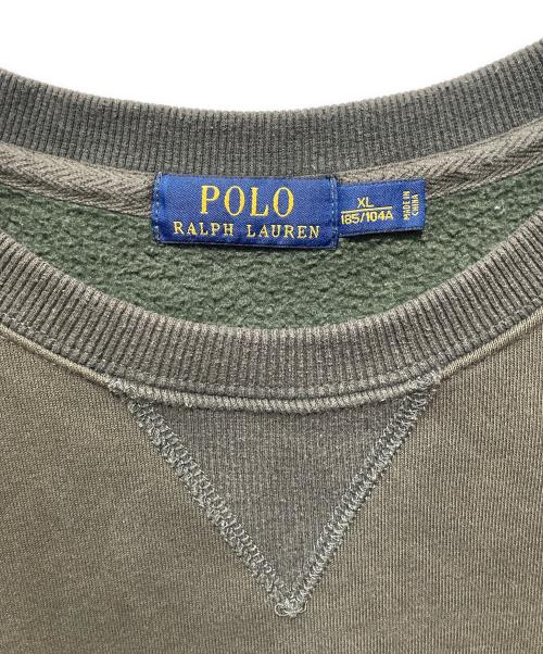POLO RALPH LAUREN（ポロ・ラルフローレン）POLO RALPH LAUREN (ポロ・ラルフローレン) 刺繍Vガゼットスウェット グリーン サイズ:XLの古着・服飾アイテム