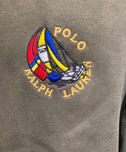 POLO RALPH LAUREN（ポロ・ラルフローレン）POLO RALPH LAUREN (ポロ・ラルフローレン) 刺繍Vガゼットスウェット グリーン サイズ:XLの古着・服飾アイテム