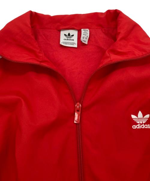adidas（アディダス）adidas (アディダス) ロゴ刺繍ジップジャケット レッド サイズ:Mの古着・服飾アイテム