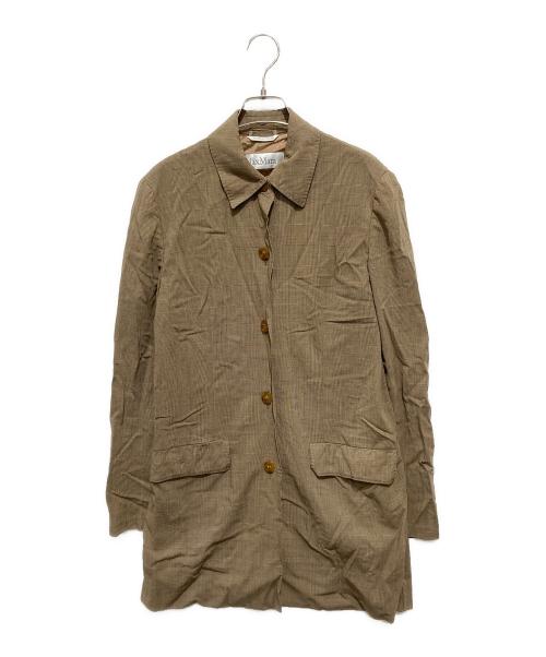 MaxMara（マックスマーラ）MaxMara (マックスマーラ) ウールチェックコート ブラウン サイズ:FREEの古着・服飾アイテム