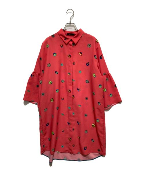 PS Paul Smith（ＰＳポールスミス）PS Paul Smith (ＰＳポールスミス) 総柄比翼シャツワンピース レッド サイズ:44の古着・服飾アイテム