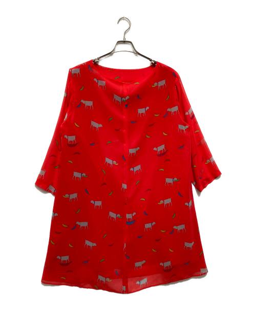 mannine（マンナイン）mannine (マンナイン) ウエストカーブワンピース レッド サイズ:15の古着・服飾アイテム
