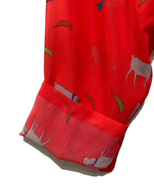 mannine（マンナイン）mannine (マンナイン) ウエストカーブワンピース レッド サイズ:15の古着・服飾アイテム