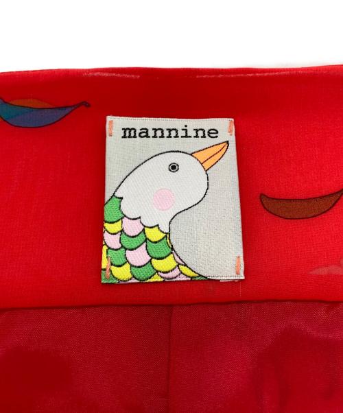 mannine（マンナイン）mannine (マンナイン) ウエストカーブワンピース レッド サイズ:15の古着・服飾アイテム
