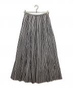 MADISON BLUEマディソンブルー）の古着「PLATEDLONG SK GINGHAM / ギンガムスカート」｜ホワイト×ブラック