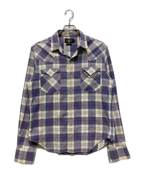 RRL（ダブルアールエル）RRL (ダブルアールエル) チェックウエスタンシャツ ブルー サイズ:Mの古着・服飾アイテム