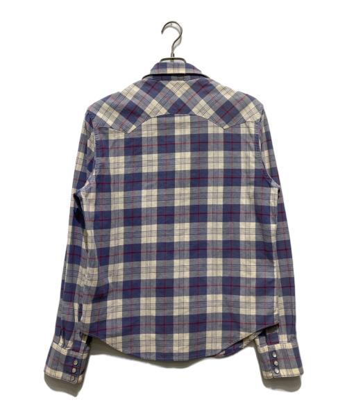 RRL（ダブルアールエル）RRL (ダブルアールエル) チェックウエスタンシャツ ブルー サイズ:Mの古着・服飾アイテム