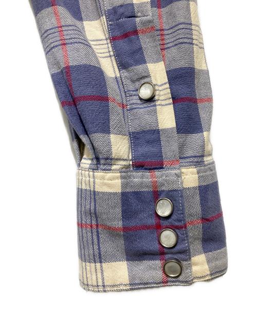 RRL（ダブルアールエル）RRL (ダブルアールエル) チェックウエスタンシャツ ブルー サイズ:Mの古着・服飾アイテム