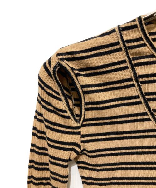 CLANE（クラネ）CLANE (クラネ) ボーダーニット ブラック×ブラウン サイズ:1の古着・服飾アイテム