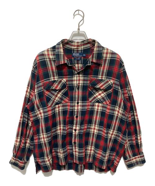 POLO RALPH LAUREN（ポロ・ラルフローレン）POLO RALPH LAUREN (ポロ・ラルフローレン) オープンカラーチェックシャツ/SKI CAMP レッド サイズ:XLの古着・服飾アイテム
