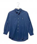 RALPH LAURENラルフローレン）の古着「ホワイトステッチポニー刺繍BDシャツ」｜ブルー