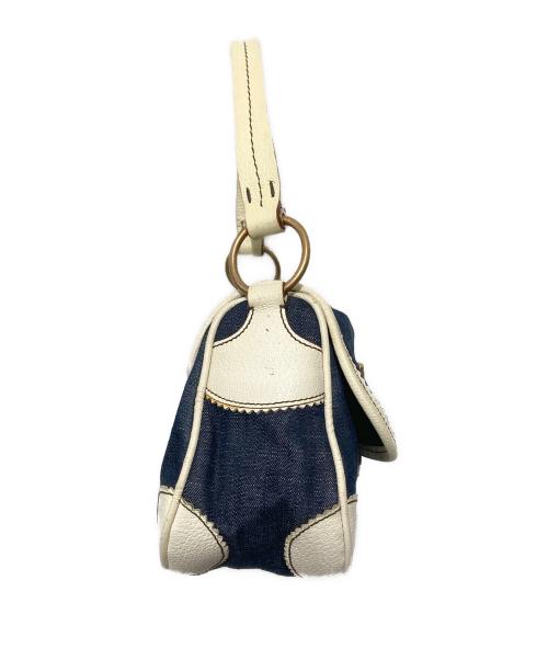 MIU MIU（ミュウミュウ）MIU MIU (ミュウミュウ) デニムワンショルダーバッグ インディゴ×アイボリーの古着・服飾アイテム