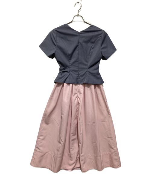 HER LIP TO（ハーリップトゥ）Her lip to (ハーリップトゥ) Asymmetrical Belted Docking Dress / アシメトリカルベルテッドドッキングワンピース グレー×ピンク サイズ:Sの古着・服飾アイテム