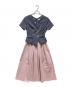 Her lip to（ハーリップトゥ）の古着「Asymmetrical Belted Docking Dress / アシメトリカルベルテッドドッキングワンピース」｜グレー×ピンク
