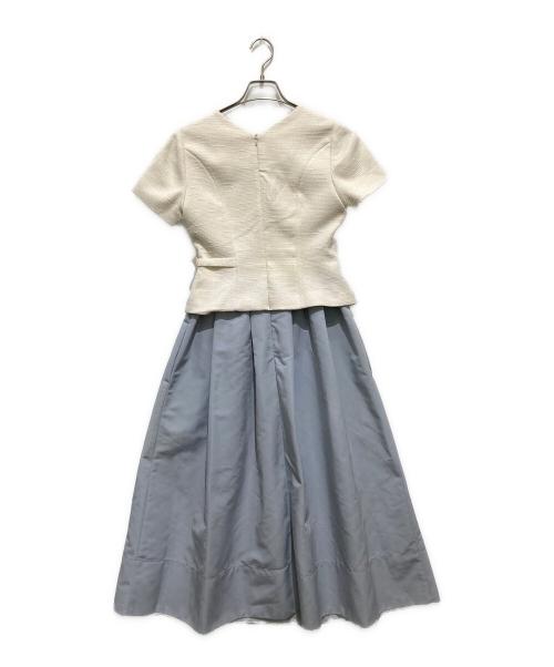 HER LIP TO（ハーリップトゥ）Her lip to (ハーリップトゥ) Asymmetrical Belted Docking Dress / アシメトリカルベルテッドドッキングワンピース ベージュ×グレー サイズ:Sの古着・服飾アイテム