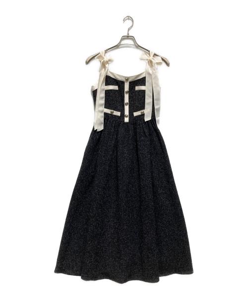 HER LIP TO（ハーリップトゥ）HER LIP TO (ハーリップトゥ) Verona Tweed Long Dress / ヴェローナ ツイード キャミロングドレス ブラック サイズ:Ｓの古着・服飾アイテム