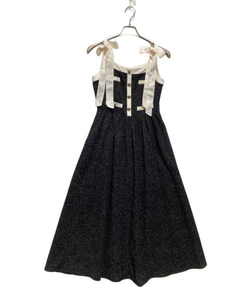 HER LIP TO（ハーリップトゥ）HER LIP TO (ハーリップトゥ) ヴVERONA TWEED LONG DRESS / ェローナ ツイード キャミロングドレス ブラック サイズ:Mの古着・服飾アイテム