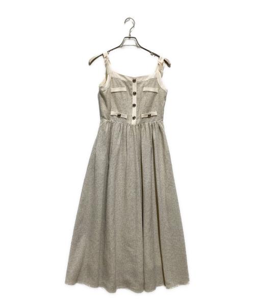 HER LIP TO（ハーリップトゥ）HER LIP TO (ハーリップトゥ) ヴェローナ ツイード キャミロングドレス ベージュ サイズ:Mの古着・服飾アイテム