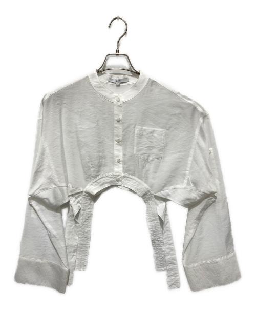 UN3D.（アンスリード）UN3D. (アンスリード) ROUND PARTS SHEER SHORT SH / ラウンドパーツシアーショートシャツ ホワイト サイズ:FREEの古着・服飾アイテム