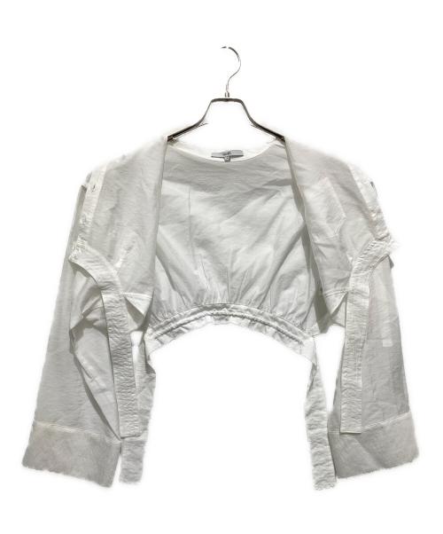 UN3D.（アンスリード）UN3D. (アンスリード) ROUND PARTS SHEER SHORT SH / ラウンドパーツシアーショートシャツ ホワイト サイズ:FREEの古着・服飾アイテム