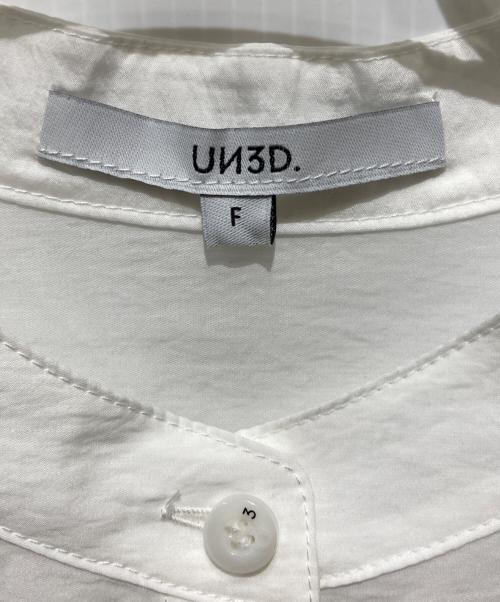 UN3D.（アンスリード）UN3D. (アンスリード) ROUND PARTS SHEER SHORT SH / ラウンドパーツシアーショートシャツ ホワイト サイズ:FREEの古着・服飾アイテム