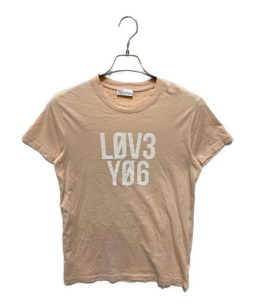 RED VALENTINO（レッドヴァレンティノ）RED VALENTINO (レッドヴァレンティノ) ロゴプリントTシャツ ベージュ サイズ:ｘｓの古着・服飾アイテム