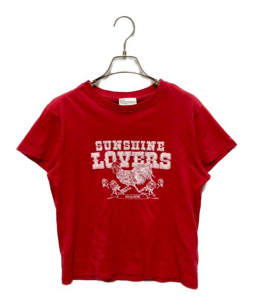 RED VALENTINO（レッドヴァレンティノ）RED VALENTINO (レッドヴァレンティノ) ロゴプリントTシャツ レッド サイズ:XSの古着・服飾アイテム