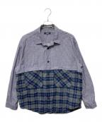 COMME des GARCONS HOMMEコムデギャルソン オム）の古着「25FW 綿ストライプシャツ」｜ブルー