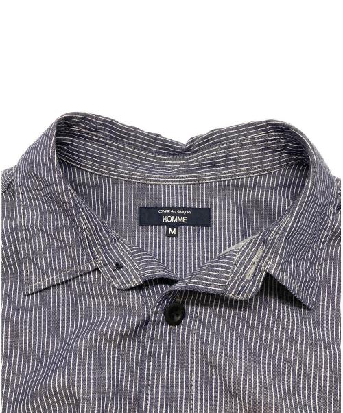 COMME des GARCONS HOMME（コムデギャルソン オム）COMME des GARCONS HOMME (コムデギャルソン オム) 25FW 綿ストライプシャツ ブルー サイズ:Mの古着・服飾アイテム