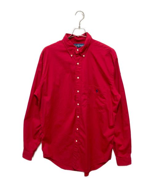 RALPH LAUREN（ラルフローレン）RALPH LAUREN (ラルフローレン) V字ポケットポニー刺繍BDシャツ レッド サイズ:L　tallの古着・服飾アイテム