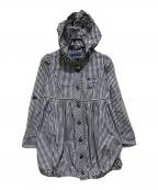 BURBERRY BLUE LABELバーバリー ブルー レーベル）の古着「ホース刺繍ギンガムチェックフーデッドコート」｜ネイビー×グレー