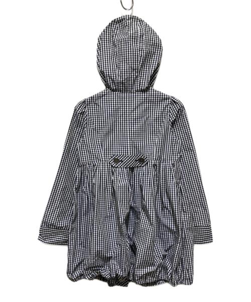 BURBERRY BLUE LABEL（バーバリー ブルー レーベル）BURBERRY BLUE LABEL (バーバリー ブルー レーベル) ホース刺繍ギンガムチェックフーデッドコート ネイビー×グレー サイズ:38の古着・服飾アイテム