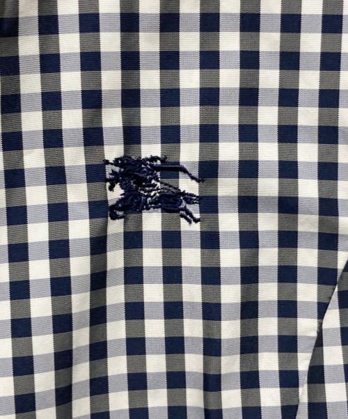 BURBERRY BLUE LABEL（バーバリー ブルー レーベル）BURBERRY BLUE LABEL (バーバリー ブルー レーベル) ホース刺繍ギンガムチェックフーデッドコート ネイビー×グレー サイズ:38の古着・服飾アイテム