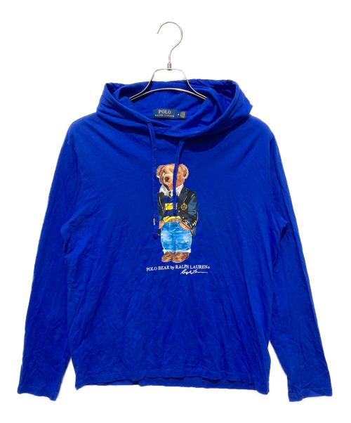 POLO RALPH LAUREN（ポロ・ラルフローレン）POLO RALPH LAUREN (ポロ・ラルフローレン) ポロベアプリントフーデッドカットソー ブルー サイズ:Mの古着・服飾アイテム