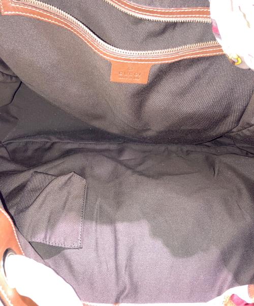 GUCCI（グッチ）GUCCI (グッチ) POSITANO TOTE BAG/スカーフ付きレザートートバッグ ブラウンの古着・服飾アイテム