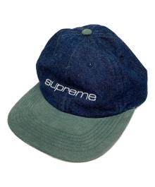 SUPREME（シュプリーム）の古着「Denim Suede Compact Logo 6-Panel」｜インディゴ×グリーン