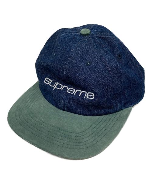SUPREME（シュプリーム）Supreme (シュプリーム) Denim Suede Compact Logo 6-Panel インディゴ×グリーン サイズ:FREEの古着・服飾アイテム