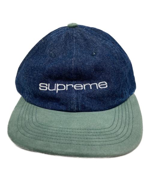 SUPREME（シュプリーム）Supreme (シュプリーム) Denim Suede Compact Logo 6-Panel インディゴ×グリーン サイズ:FREEの古着・服飾アイテム