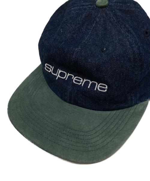 SUPREME（シュプリーム）Supreme (シュプリーム) Denim Suede Compact Logo 6-Panel インディゴ×グリーン サイズ:FREEの古着・服飾アイテム