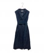 HER LIP TOハーリップトゥ）の古着「Classic Oxford Belted Dress / ノースリーブワンピース」｜ネイビー