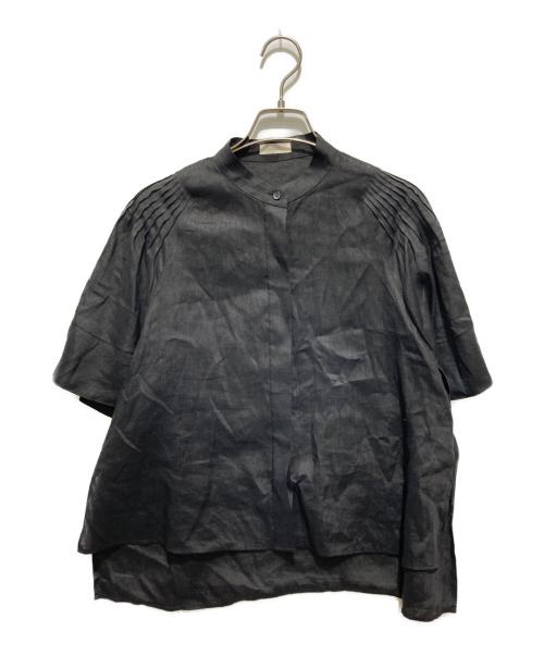 DES PRES（デ プレ）DES PRES (デ プレ) リネンラミーシルク ピンタックスリーブブラウス ブラック サイズ:FREEの古着・服飾アイテム
