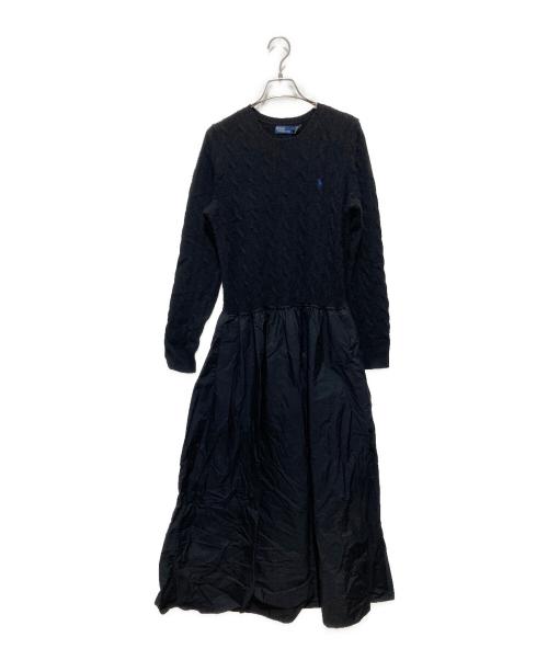POLO RALPH LAUREN（ポロ・ラルフローレン）POLO RALPH LAUREN (ポロ・ラルフローレン) ケーブルニットドッキングワンピース ブラック サイズ:Mの古着・服飾アイテム