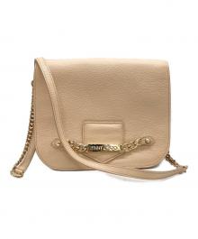 JIMMY CHOO（ジミーチュウ）の古着「ロゴプレートチェーンショルダーバッグ」｜ベージュ