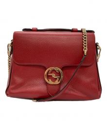 GUCCI（グッチ）の古着「インターロッキングGチェーンショルダーバッグ」｜レッド