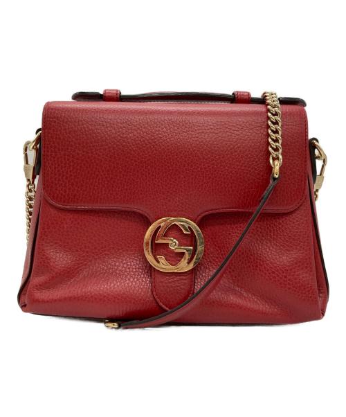 GUCCI（グッチ）GUCCI (グッチ) インターロッキングGチェーンショルダーバッグ レッドの古着・服飾アイテム